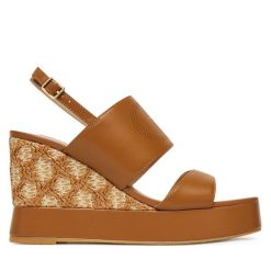Sandały Liu Jo. Brązowe sandały damskie Liu Jo, bez wzorów, bez obcasa, na koturnie, bez zapięcia. Za 439.99 zł.