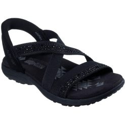 Sandały damskie Skechers Reggae Slim Summer Sparkle. Czarne sandały damskie Skechers, bez wzorów, z materiału, bez obcasa, bez zapięcia. Za 490.00 zł.