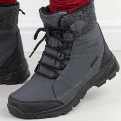 Szare zimowe śniegowce damskie z membraną i Softshell Vanhorn 34065. Szare śniegowce i trapery damskie Vanhorn, ze skóry. Za 199.00 zł.