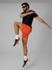 4F Spodenki treningowe szybkoschnące męskie - pomarańczowe S. Brązowe krótkie spodenki sportowe męskie 4f, m, bez wzorów, ze skóry. Za 149.99 zł.