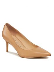 Guess Szpilki Bravo4 FLPBV4 LEA08 Beżowy. Brązowe szpilki damskie Guess, z aplikacjami, ze skóry, bez obcasa, bez zapięcia. Za 399.99 zł.