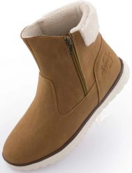 Botki damskie Loap Nowa brązowe - zimowe, polar, futerko. Brązowe botki damskie ÀLG, na zimę, z futra, za kostkę, bez obcasa, bez zapięcia. Za 266.99 zł.