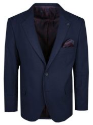 Delikatnie Taliowana Marynarka - Rigon - Granatowa. Niebieskie marynarki męskie Rigon, bez wzorów, z elastanu, eleganckie. Za 395.00 zł.