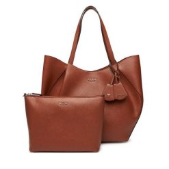 Torebka Guess. Brązowe torebki do ręki damskie Guess, z aplikacjami, klasyczne, bez dodatków. Za 609.99 zł.