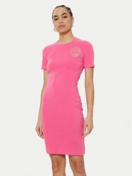 Versace Jeans Couture Sukienka codzienna 78HAOT00 Różowy Slim Fit. Czerwone sukienki damskie Versace Jeans Couture, na co dzień, xs, bez wzorów, z bawełny, bez kołnierzyka, bez ramiączek, proste. Za 539.99 zł.