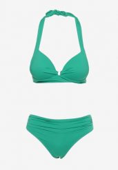 Zielone Bikini z Usztywnianym Biustonoszem Wiązanym na Szyi i Plecach Majtki Typu Figi Olilasa. Zielone bikini damskie Born2be, s, z aplikacjami. Za 34.99 zł.