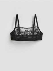 Miękki biustonosz z haftem - czarny. Czarne biustonosze Reserved, bez wzorów. Za 69.99 zł.