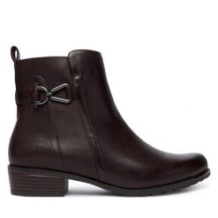 Botki Caprice. Brązowe botki damskie Caprice, bez obcasa, na płaskiej podeszwie, bez zapięcia. Za 389.99 zł.