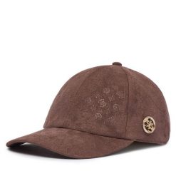 Czapka z daszkiem Guess. Brązowe czapki i kapelusze damskie Guess, z aplikacjami. Za 194.99 zł.