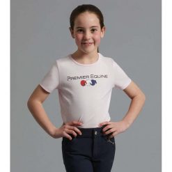 Bawełniana koszulka dziewczęca Premier Equine Chiaro. Czerwone bluzki dla dziewczynek PREMIER EQUINE, bez wzorów, z bawełny, bez kołnierzyka, bez ramiączek. Za 175.50 zł.