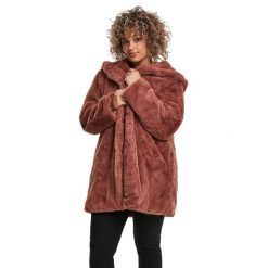 Płaszcz damski z kapturem Urban Classics Teddy. Czerwone płaszcze damskie Urban Classics, m, bez wzorów, z kapturem. Za 322.35 zł.
