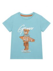Guess T-Shirt N6GI04 K8HM4 Niebieski Regular Fit. Niebieskie t-shirty dla chłopców Guess, z aplikacjami, z bawełny, bez ramiączek. Za 99.99 zł.