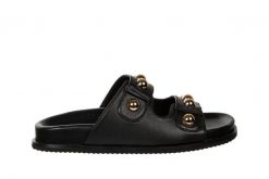 Klapki Gioseppo Wrentham Black 602214, Czarny, Skóra naturalna - 38. Czarne klapki damskie Gioseppo, bez wzorów, ze skóry, eleganckie, bez obcasa. W wyprzedaży za 179.10 zł.