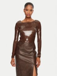 Bardot Body Brenna 59567TB Brązowy Slim Fit. Brązowe bluzki damskie Bardot, bez wzorów, z syntetyku, bez kołnierzyka, bez ramiączek. Za 209.99 zł.