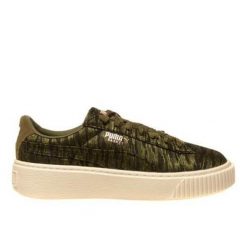 Buty do chodzenia damskie Puma Basket Platform VR Wmns. Zielone obuwie sportowe damskie Puma, bez wzorów, z materiału, trekkingowe. Za 239.99 zł.