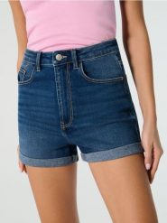 Szorty jeansowe - granatowy. Niebieskie szorty damskie Sinsay, l, bez wzorów, z jeansu, boho. W wyprzedaży za 49.99 zł.