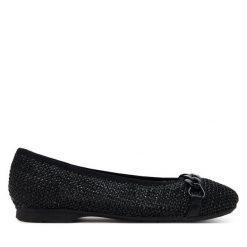Baleriny Jana. Czarne baleriny damskie JANA, bez wzorów, bez obcasa. Za 129.99 zł.