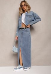 Niebieska Spódnica Jeansowa Maxi z Paskiem Mullese. Niebieskie spódnice damskie Renee, s, bez wzorów, z jeansu, klasyczne, z podwyższonym stanem, maxi. Za 44.99 zł.