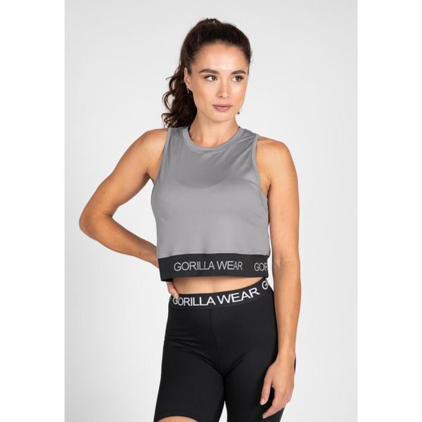 Damski crop top Gorilla Wear Colby. Szare obuwie sportowe damskie GORILLA WEAR, bez wzorów, z materiału, na fitness i siłownię. Za 184.50 zł.