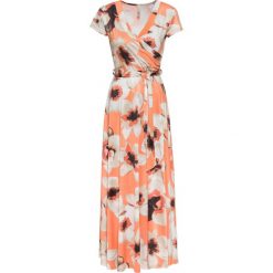 Sukienka z wiązaniem z przodu bonprix pomarańczowy w kwiaty. Brązowe sukienki damskie bonprix, na lato, bez wzorów, bez kołnierzyka, bez ramiączek. Za 149.99 zł.