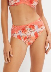 Figi maxi z koronką. Brązowe figi damskie bonprix, bez wzorów, z koronki. Za 49.99 zł.