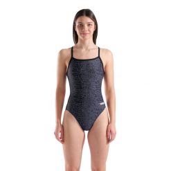 Strój Kąpielowy Dziewczęcy Arena Snakeskin Swimsuit Challengeback. Czarne kostiumy jednoczęściowe damskie Arena, bez wzorów, z materiału. Za 285.05 zł.