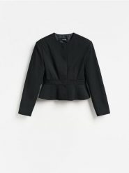 Krótka marynarka - czarny. Czarne żakiety damskie Reserved, l, bez wzorów, z tkaniny. Za 249.99 zł.