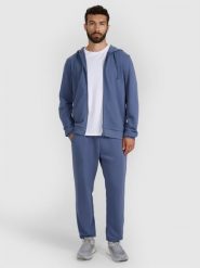4F Bluza dresowa rozpinana z kapturem męska - granatowa L. Niebieskie bluzy męskie 4f, l, bez wzorów, z bawełny, z kapturem. Za 169.99 zł.