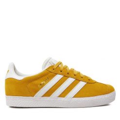 Sneakersy adidas. Żółte półbuty dziewczęce Adidas, bez wzorów, bez zapięcia. Za 189.99 zł.
