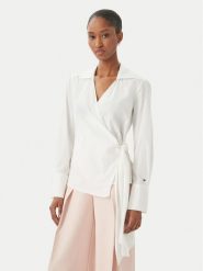 Tommy Hilfiger Koszula WW0WW49650 Biały Slim Fit. Białe bluzki damskie Tommy Hilfiger, bez wzorów, z bawełny, bez kołnierzyka, bez ramiączek. Za 529.99 zł.