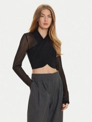 Bardot Bluzka Aliyah 55001TB2 Czarny Slim Fit. Czarne bluzki damskie Bardot, xl, bez wzorów, z syntetyku, bez kołnierzyka, bez ramiączek. Za 149.99 zł.
