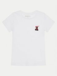 Guess T-Shirt J5RI44 J1314 Biały Regular Fit. Białe t-shirty i topy dla dziewczynek Guess, z aplikacjami, z bawełny, bez ramiączek. Za 69.99 zł.