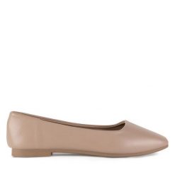 Baleriny JENNY. Brązowe baleriny damskie Jenny, bez wzorów, bez obcasa. Za 59.99 zł.