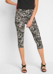Legginsy capri z mieszanki bawełny. Czarne legginsy damskie bonprix, bez wzorów, z bawełny. Za 67.99 zł.