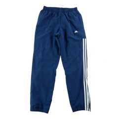 Second life - Spodnie dresowe męskie 3-Stripes z zamkami na dole - Jak nowy. Niebieskie spodnie sportowe męskie Adidas, m, bez wzorów, z dresówki, do biegania. Za 106.46 zł.