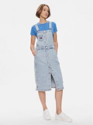 Tommy Jeans Sukienka jeansowa DW0DW17207 Niebieski Regular Fit. Niebieskie sukienki damskie Tommy Jeans, xs, bez wzorów, z bawełny, bez kołnierzyka, bez ramiączek. Za 649.99 zł.