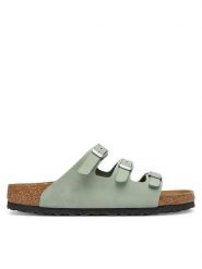 Birkenstock Klapki Florida 1030319 Zielony. Zielone klapki damskie Birkenstock, bez wzorów, z nubiku, bez obcasa. Za 529.99 zł.