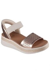 Sandały SKECHERS BOBS SUN RAY STEP ASIDE Brąz. Czerwone sandały damskie Skechers, bez wzorów, z materiału, bez obcasa, bez zapięcia. Za 305.50 zł.