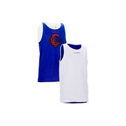 KOSZULKA DWUSTRONNA JR. Niebieskie koszulki sportowe damskie TARMAK. Za 49.99 zł.