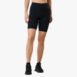 Krótkie legginsy treningowe damskie Swedemount Core High Waist szybkoschnące. Czarne legginsy damskie SWEDEMOUNT, bez wzorów, z tkaniny, sportowe, z podwyższonym stanem, do biegania. W wyprzedaży za 95.00 zł.