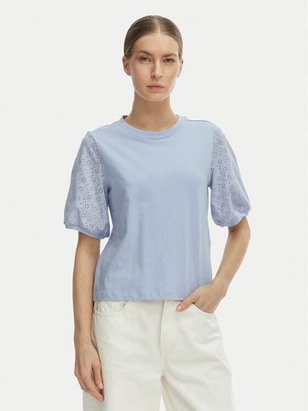 Vero Moda Bluzka Janni 10340706 Błękitny Regular Fit. Niebieskie bluzki damskie Vero Moda, l, bez wzorów, z bawełny, bez kołnierzyka, bez ramiączek. Za 80.99 zł.