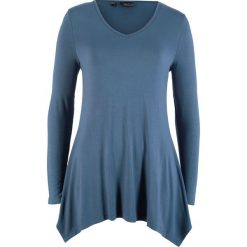 Shirt z dłuższymi bokami i dekoltem w serek bonprix indygo. Bluzki damskie bonprix. Za 44.99 zł.