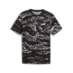 Koszulki z nadrukiem Puma Essentials+ camo. Czarne koszulki sportowe męskie Puma, m, bez wzorów, z bawełny, bez kołnierzyka, bez ramiączek, na fitness i siłownię. Za 154.05 zł.