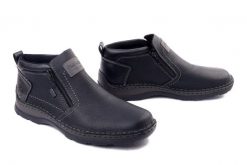 Rieker TEX 05357-00 black, botki męskie. Czarne botki męskie Rieker, bez wzorów, ze skóry, bez zapięcia. Za 429.90 zł.