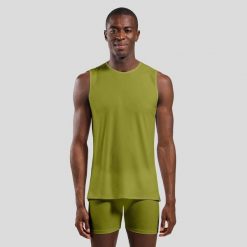 Koszulka męska ODLO BL TOP crew neck singlet ACTIVE LIGHT. Zielone koszulki sportowe męskie Odlo, m, bez wzorów, bez kołnierzyka, bez ramiączek, trekkingowe. Za 149.99 zł.