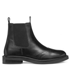 Sztyblety Geox. Czarne botki damskie Geox, bez obcasa, na płaskiej podeszwie, bez zapięcia. Za 469.99 zł.