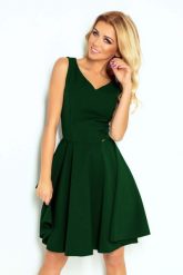 Zielona Sukienka Elegancka Rozkloszowana na Szerokich Ramiączkach. Zielone sukienki damskie NUMOCO, xl, bez wzorów, z elastanu, eleganckie, bez kołnierzyka, bez ramiączek, rozkloszowane. Za 254.90 zł.