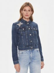 Guess Kurtka jeansowa Delya W4RN54 D4VIG Granatowy Regular Fit. Niebieskie kurtki damskie Guess, xs, z aplikacjami, z jeansu, bez kaptura. Za 512.33 zł.