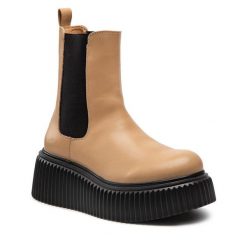 Sztyblety DeeZee. Brązowe botki damskie DeeZee, bez obcasa, na koturnie, bez zapięcia. Za 219.99 zł.