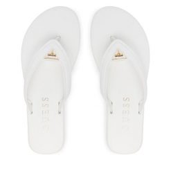 Japonki Guess. Białe klapki damskie Guess, z aplikacjami, bez obcasa. Za 145.99 zł.